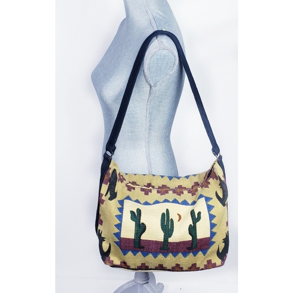 SOLD☆ Southwest Cactus Coyotes Shoulder Tote Bag - Picture 4 of 4